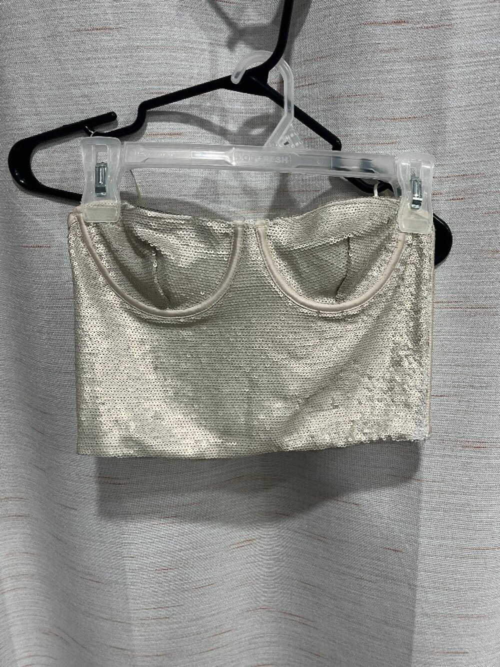 Zara Gold Sequin Bustier Corset Crop Top Reg$55 Womens Small (209)